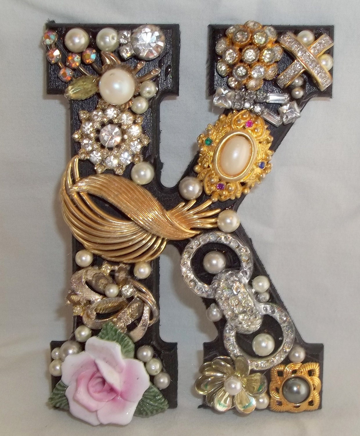 Jeweled Initial Monogram Letter K 1