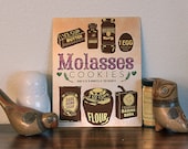 Metal Art for Kitchen - Molasses Cookies Illustrated Recipe - 8"x10" Kitchen Art