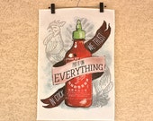 An Ode To Sriracha - linen & cotton decorative printed tea towel for your kitchen