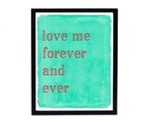 Valentines Day Decor love art print poster turquoise blue red typography quote 8x10 home decor motivational vintage