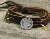 LEATHER BRACELET - Hunger Games Inspired  - Katniss and Peeta - Mockingjay-Ready to Ship