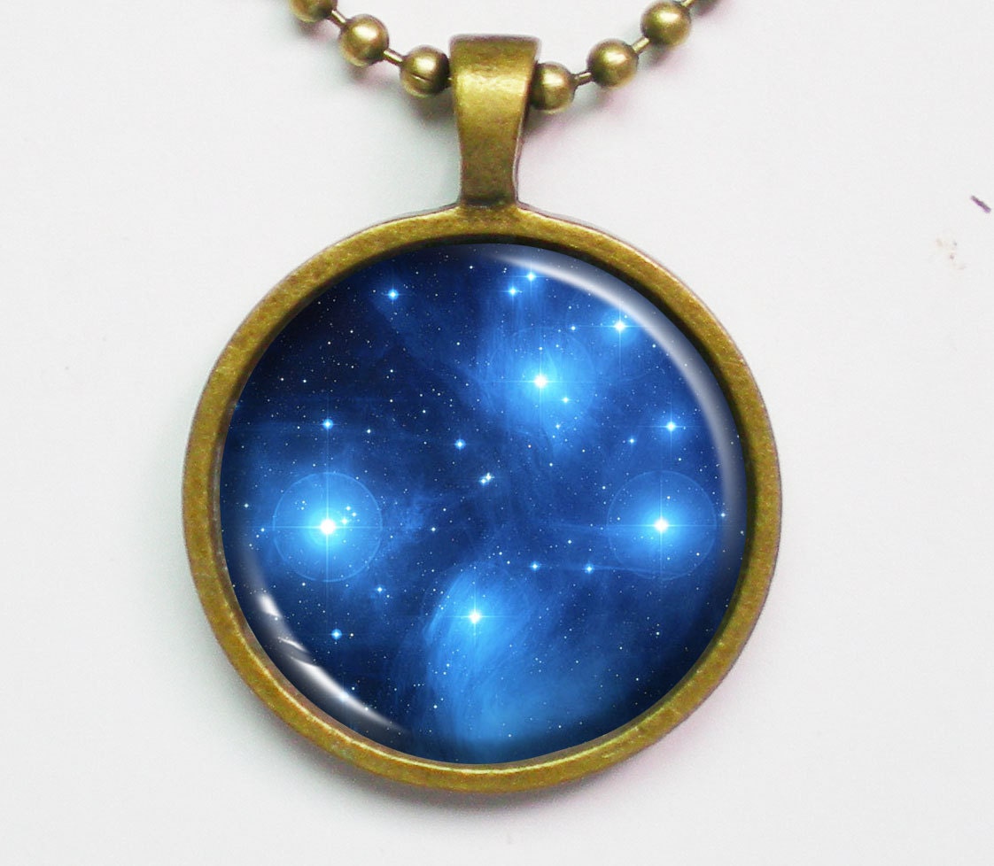 Star Cluster Pleiades, Seven Sisters, Constellation Pendant ,M45 - Galaxy Series