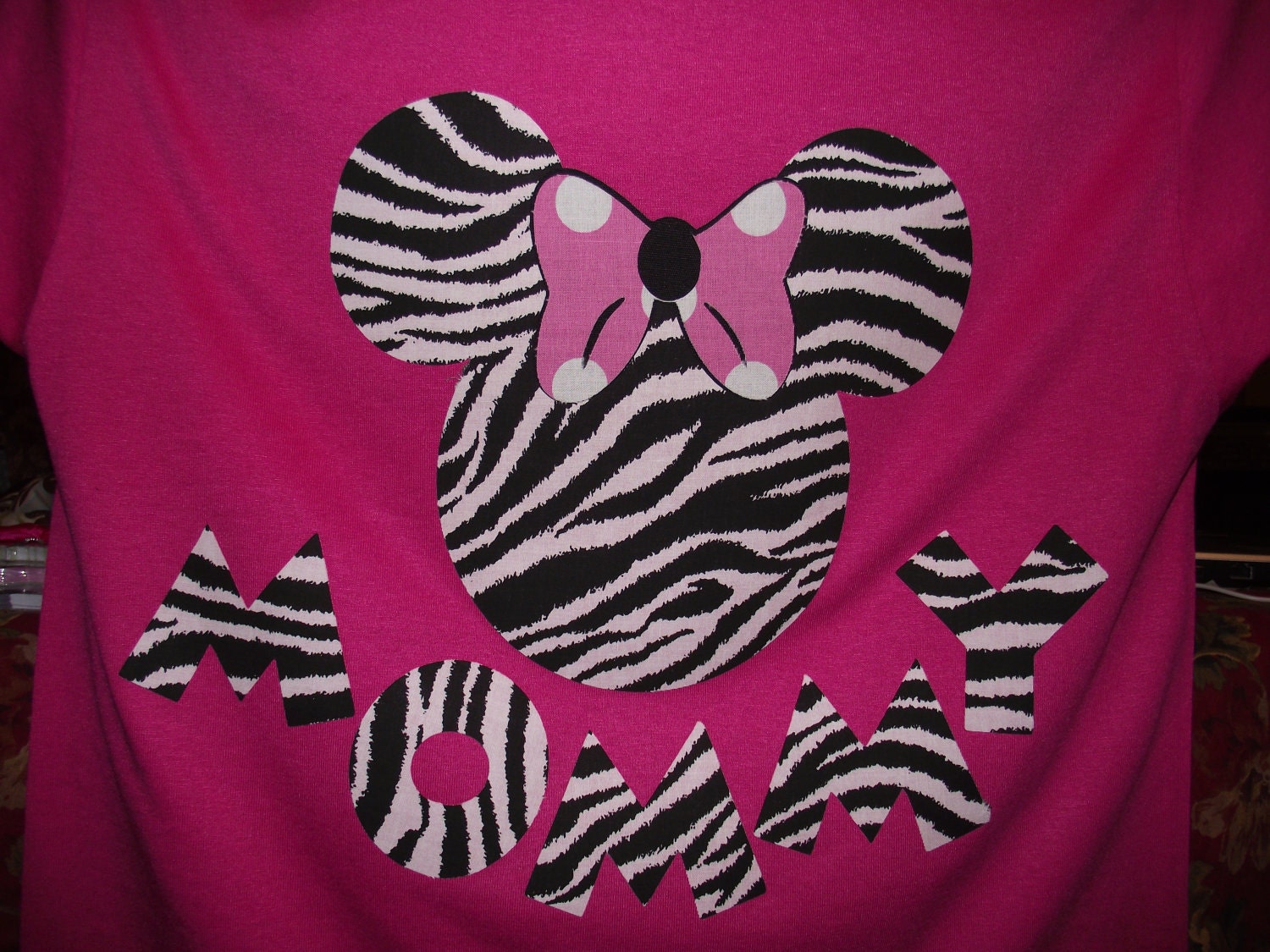 Minnie Mickey Mouse Zebra - Great for Disney Custom Personalized Family Mommy Applique T-Shirt Tee Shirt Top