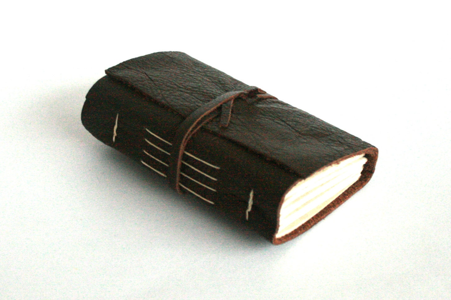 Leather Journal, Brown, Smoky Mocha, Hand-Bound 3.5 x 4 Journal by The Orange Windmill on Etsy
