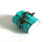 Mini Leather Journal, Embossed Turquoise 1.75 x 2 Journal by The Orange Windmill