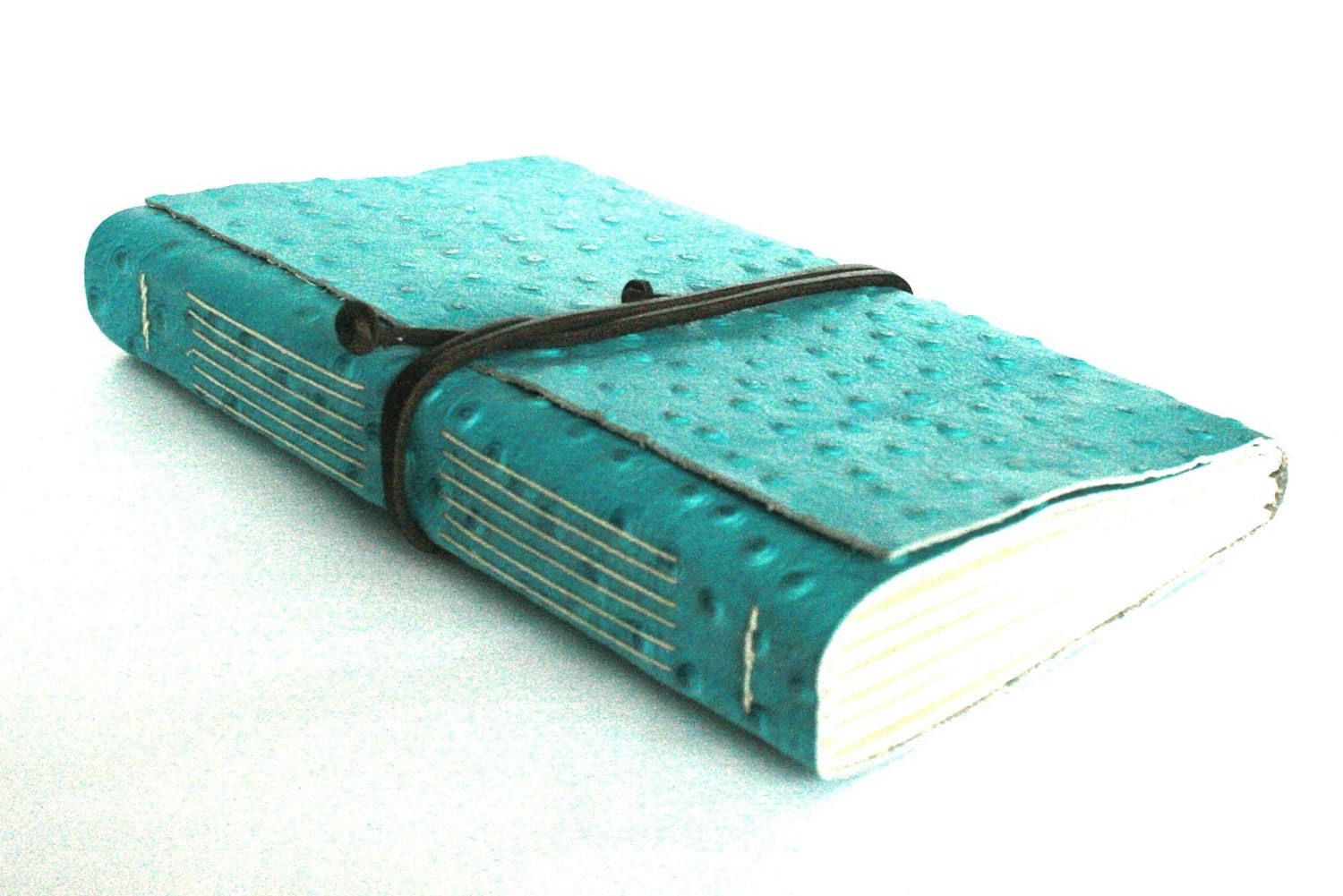 Large Leather Journal, Embossed Turquoise, Hand-Bound 6 x 9 Journal by The Orange Windmill on Etsy