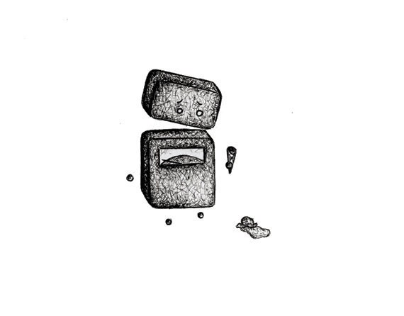 Sad Robot - 8" x 10" Mounted Print