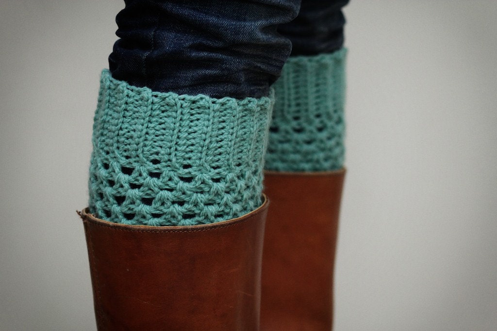 Crochet Boot Cuffs in Pastel Mint Green