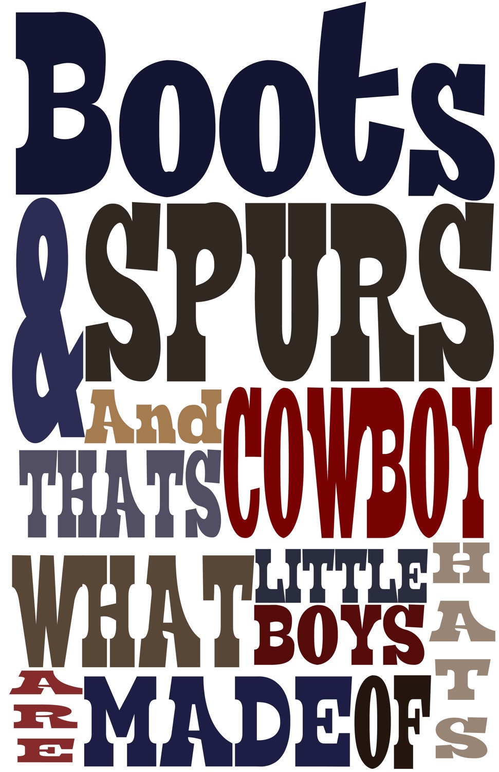 Wall Art Print - Boots and Spurs and Cowboy Hats - 8x10 - Available in other sizes