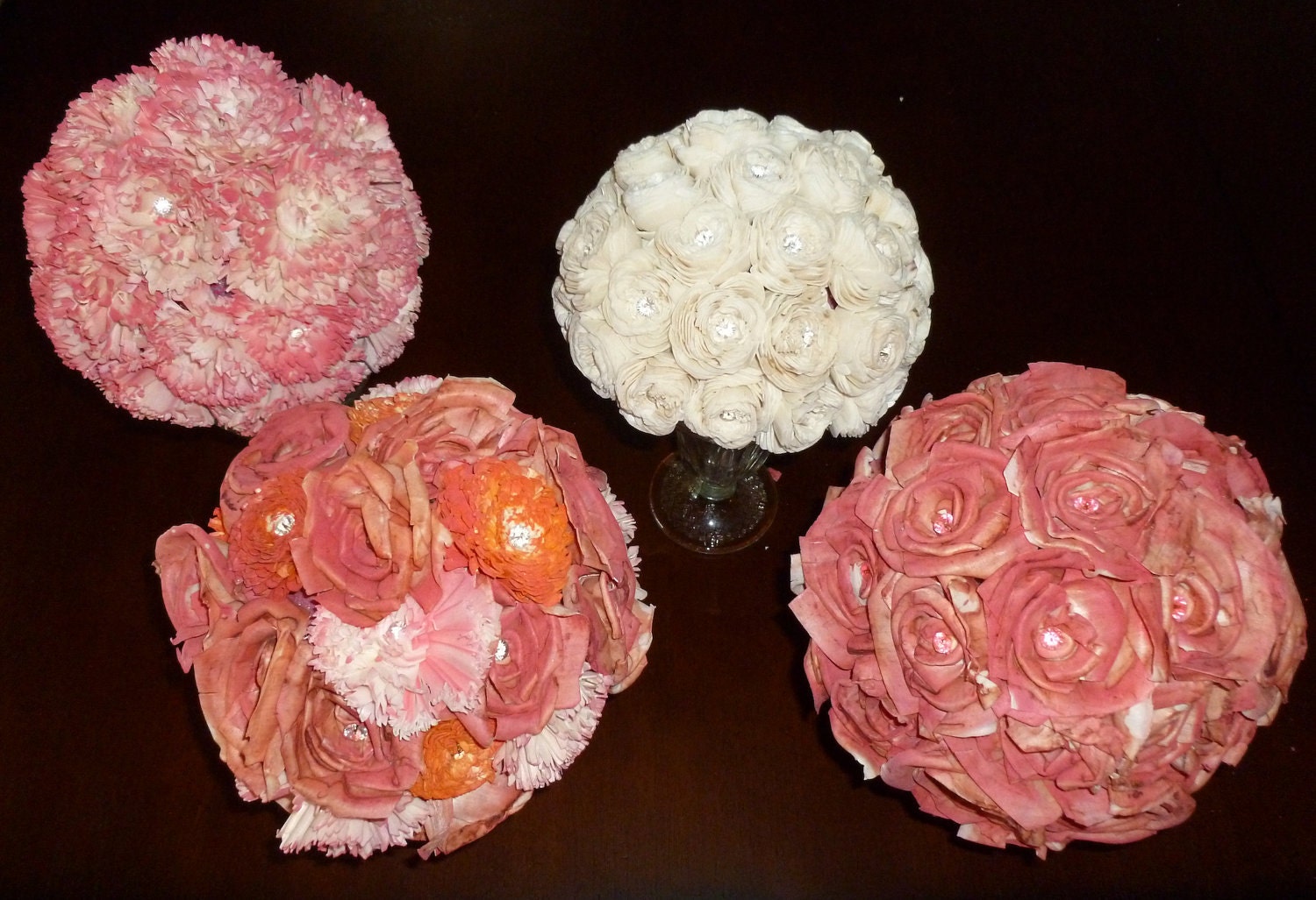 Custom Flower Ball Centerpieces Large- Kissing Ball, Pomander, Sola Flowers, Handmade Wedding, Centerpiece, Party