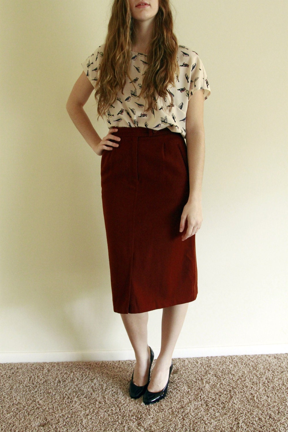 Pencil Skirt Vintage 1970s Woollen Pencil Skirt by Ateaperdu