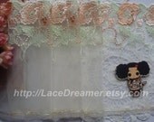 Lace trim White Pink Floral Embroidered Lace Trim DIY Handmade Accessory 7.48 inches wide. 2 yards A-0560