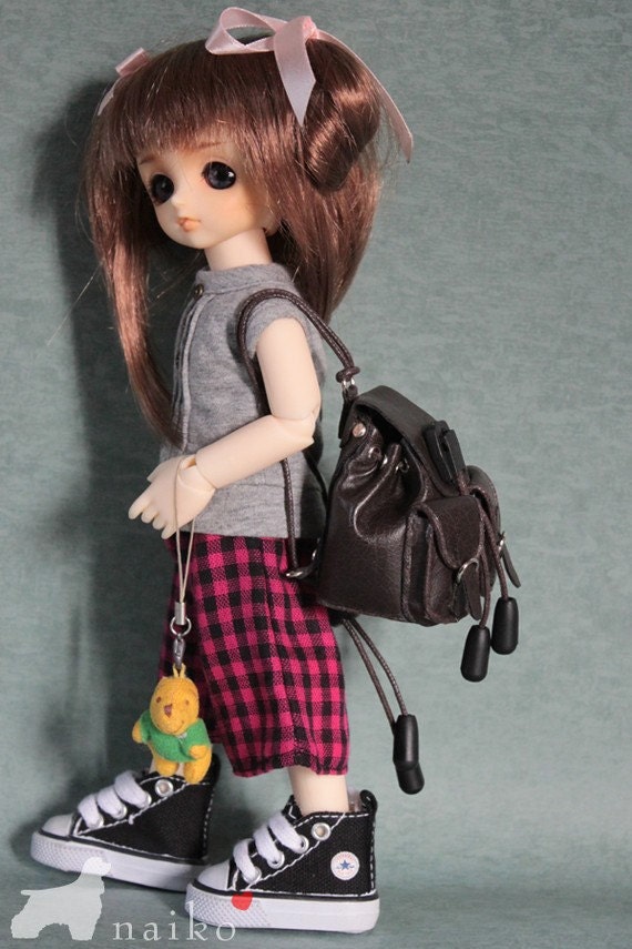 Naiko-handmade bag- shoulder bag in Brown for bjd YOSD momoko misaki and pullip