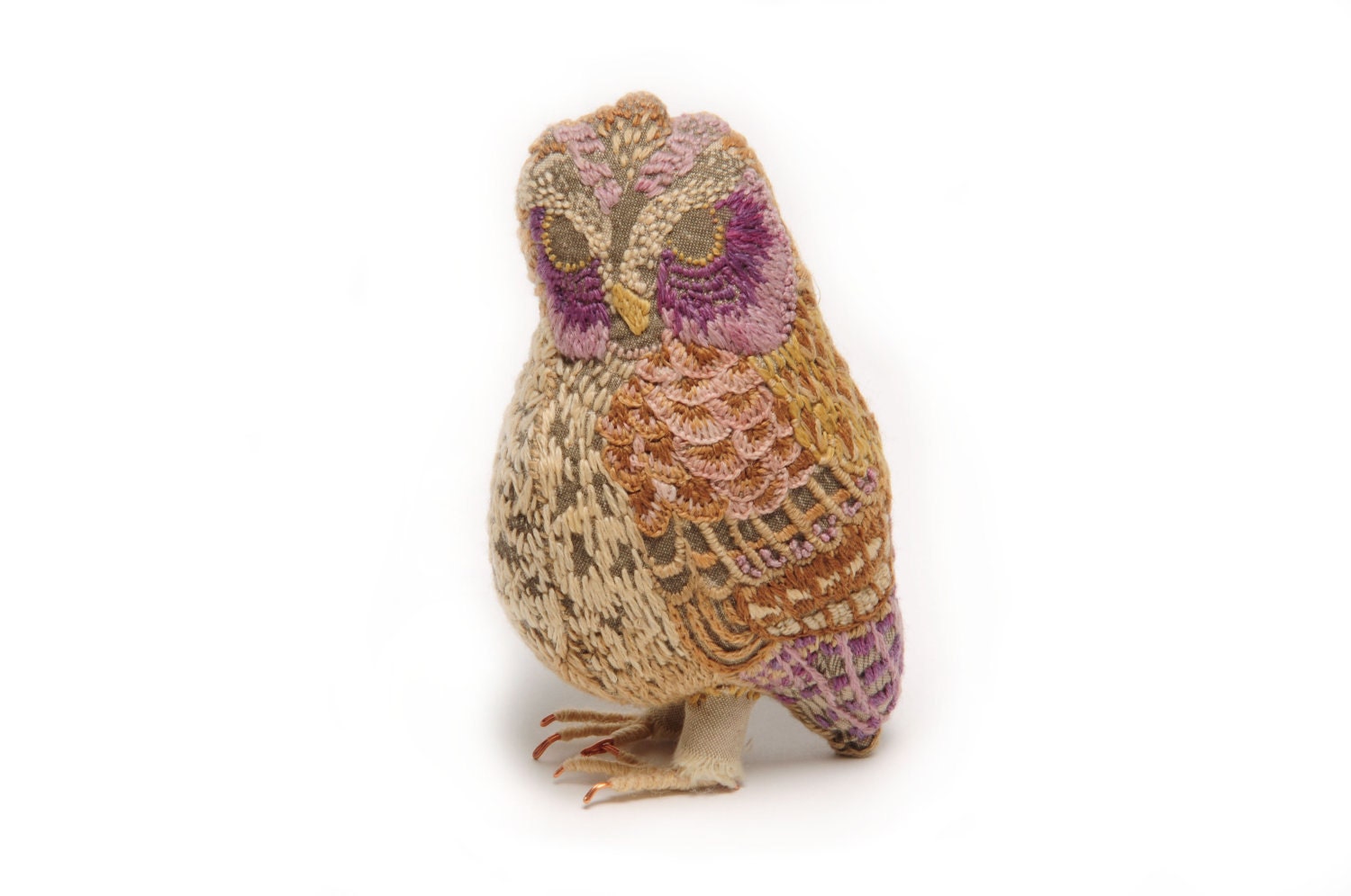 Owl Embroidered Fabric Bird