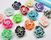 20pc Mixed Color 22mm Beautiful Clay Rose Flower Charm Jewelry Findings U107