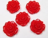 Chrysanthemum Flowers -10pcs Beautiful Resin Flower Bobby Pin Charm Red 20mm U129-P