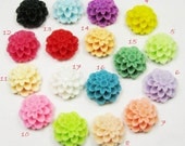 20 pcs Chrysanthemum Flowers - Mixed Colors of Beautiful Resin Rose Bobby Pin Charms 20mm U103