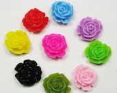 Chrysanthemum Flowers -50pcs Mixed Colors of Beautiful Resin Rose Bobby Pin Cabochons 15mm