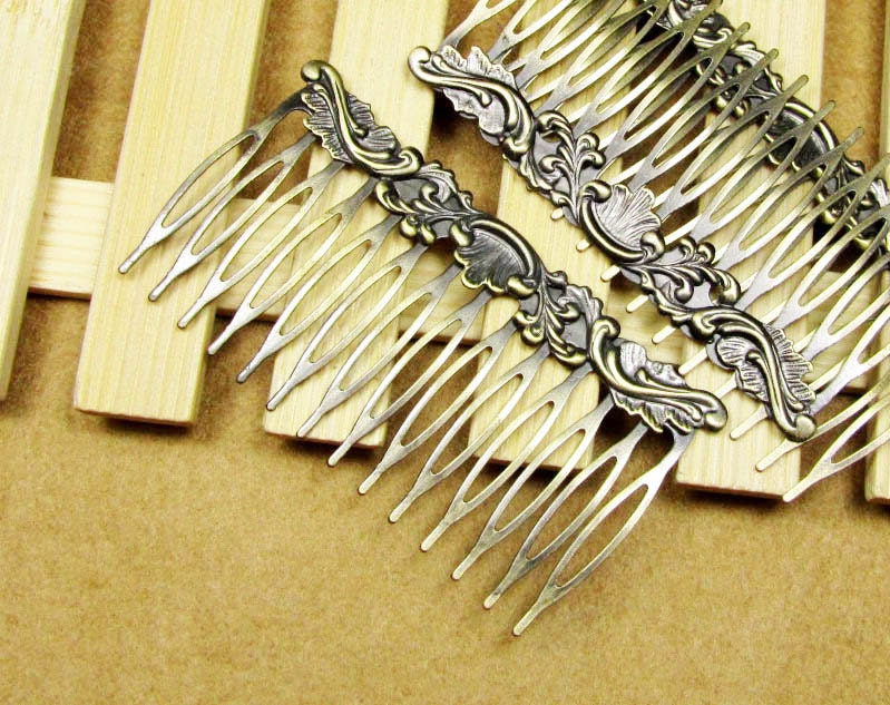 12% OFF - Bronze Hair Combs -4pcs Antiqued Bronze Metal Hair Comb 14 Prongs 41x75mm W169