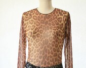 Guy Laroche Cheetah Lace Bodysuit - Sassy Sassafras - Size Medium