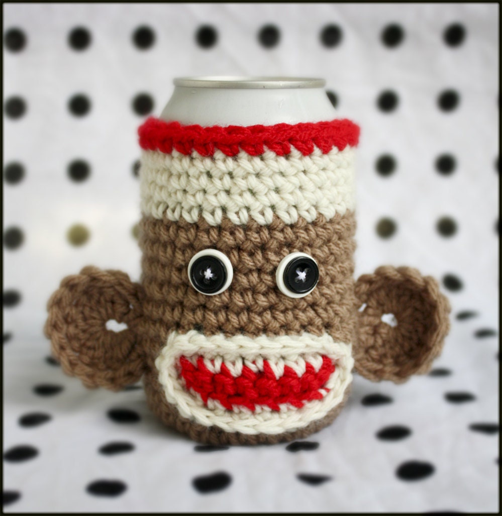 Sock Monkey Beverage Cozy --Iconic
