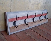 MADE TO ORDER - Reclaimed Wood Coat Rack (Brown, Grey, and Red)