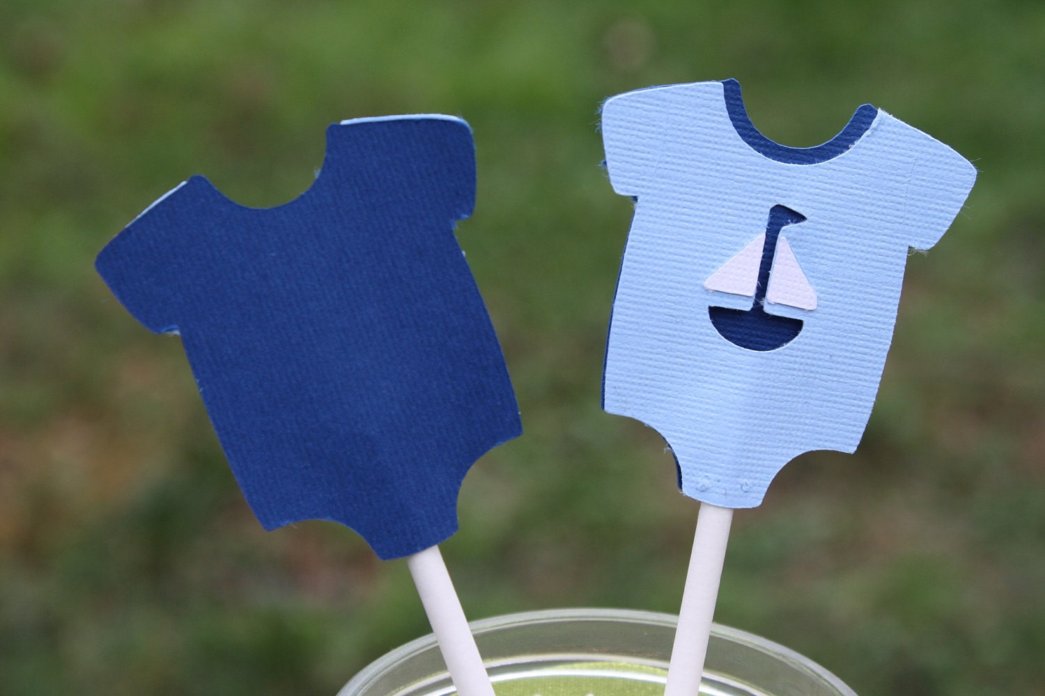 Onesie Cupcake Toppers, Baby Boy Shower, Nautical Theme, Sailboat Theme, Baby Boy Cupcake Topper, Baby Boy Cupcake Pick, Shower Cupcake Pick