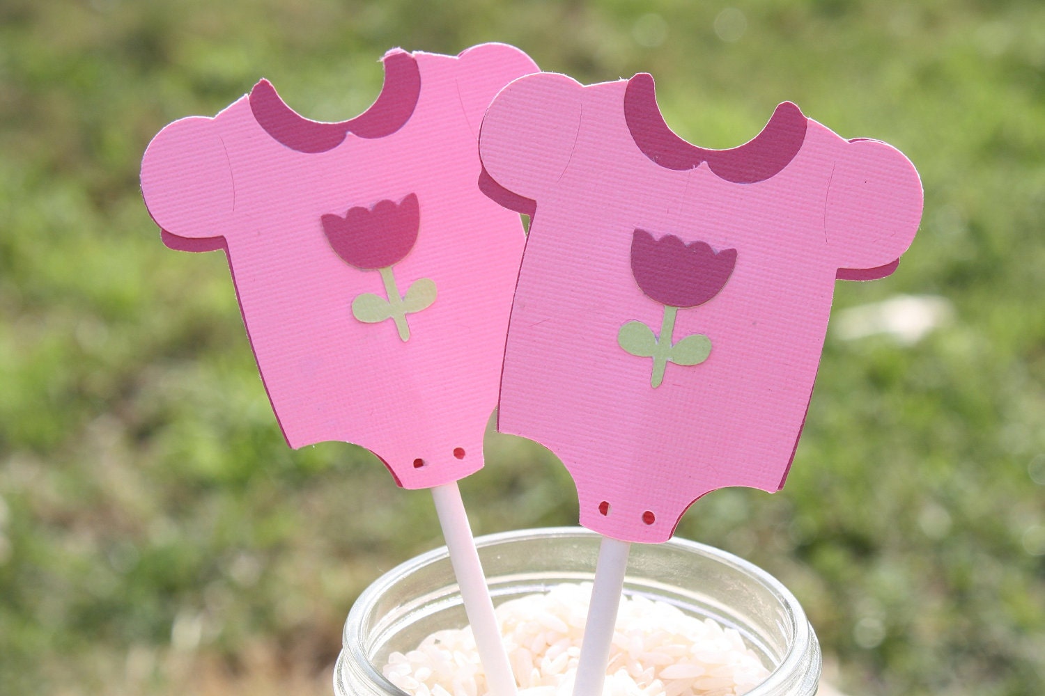 Onesie Cupcake Toppers, Baby Girl Shower, Pink Theme, Flower Theme, Baby Girl Cupcake Topper, Baby Girl Cupcake Pick, Shower Cupcake Pick