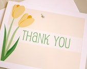 Yellow Tulip Thank You Cards - Flower Notecards (Set of 6)