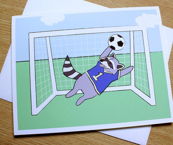 Soccer Cards - Raccoon Blank Notecards (Set of 6)