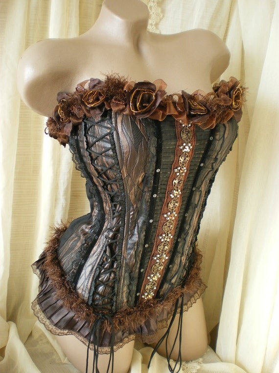 Bustier steampunk style leather imitation