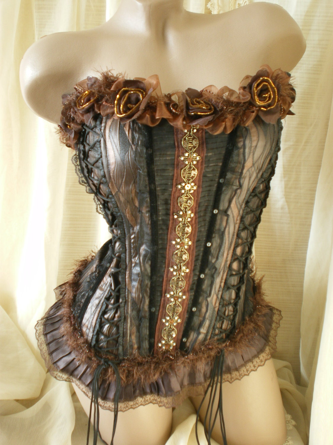 Bustier steampunk style leather imitation