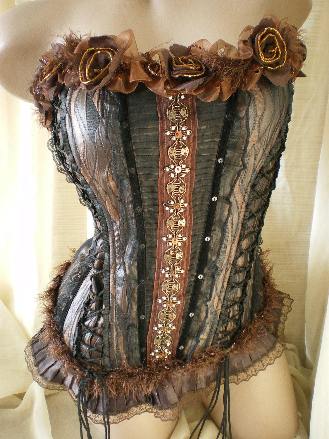 Bustier steampunk style leather imitation