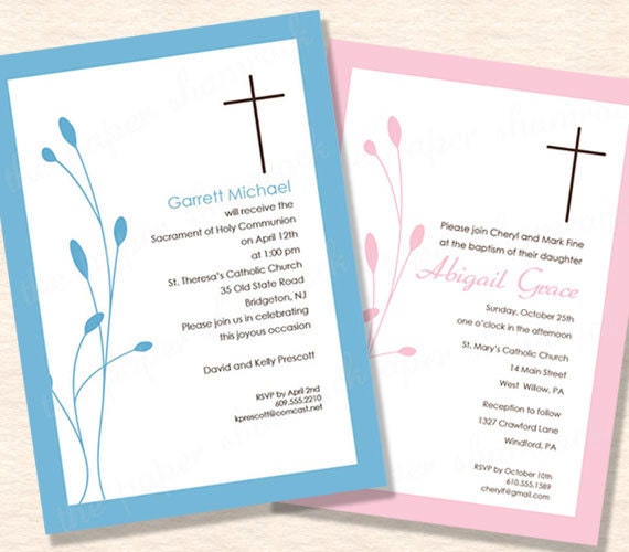 Buds, First Communion Invitations, Baptism Invitations, Christening Invitations Il_570xn