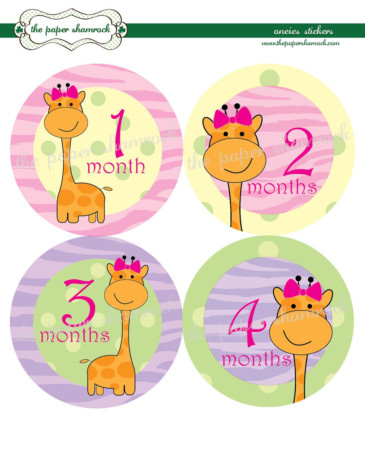 Giraffe - Baby Monthly Milestone Stickers, Baby Stickers, Monthly Stickers, Month Stickers, First Year Belly Sticker, First Year Stickers Il_570xn
