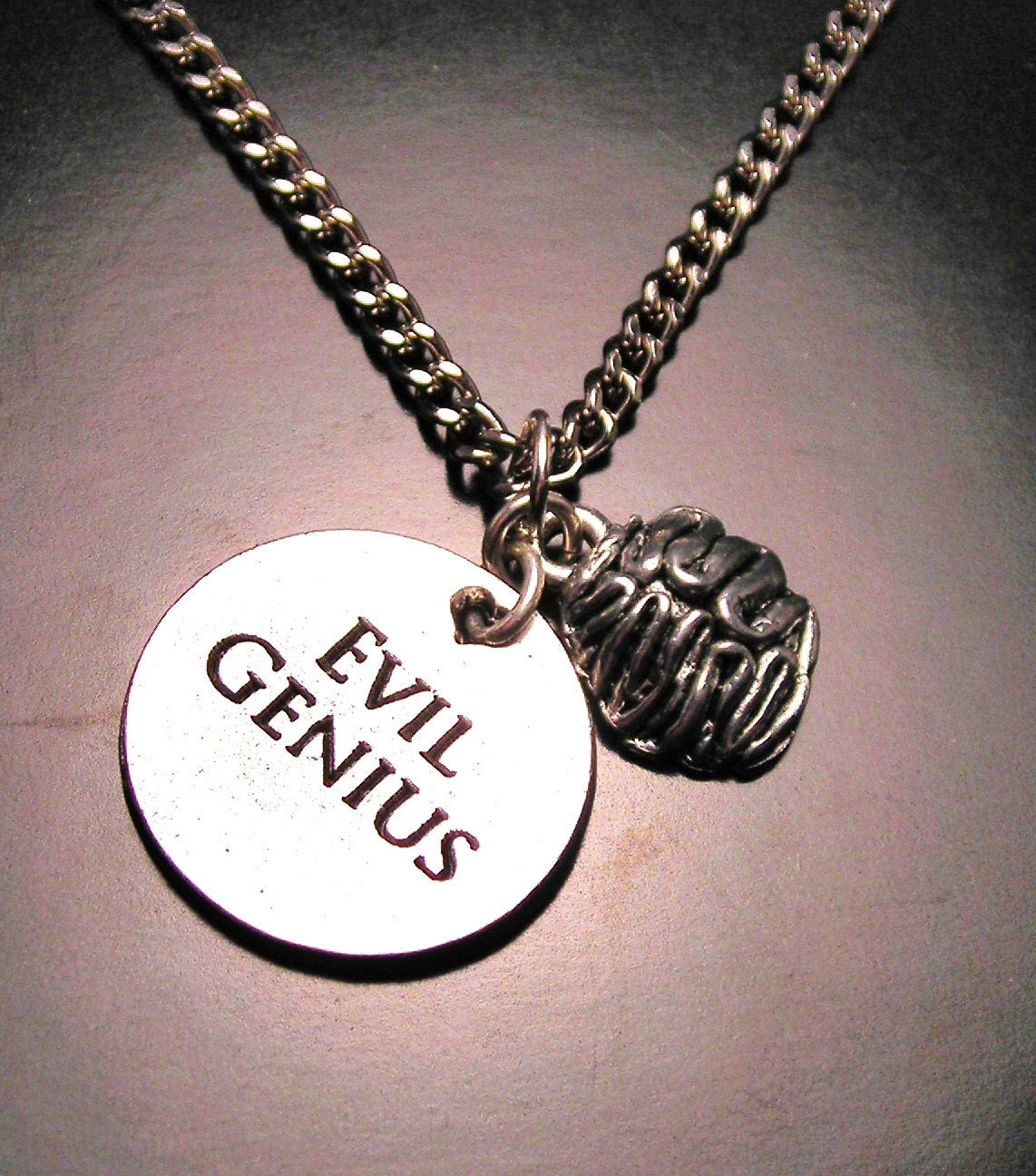 Evil genius with a brain necklace