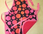 Toddler Apron (warm colors) for Eating, Baking or Painting (Reds and Pinks)