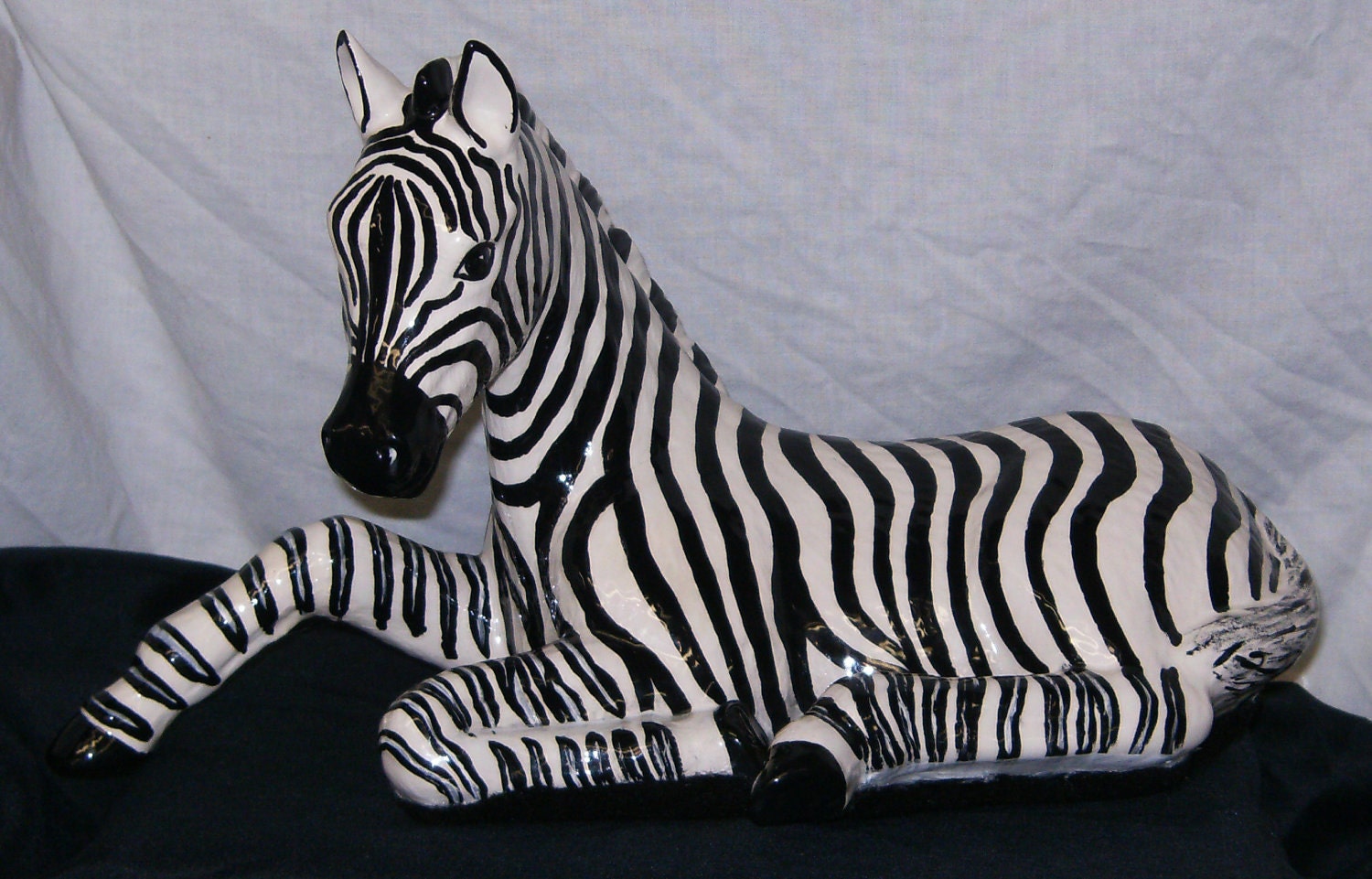 Handpainted Ceramic Zebra Bank-Large-14"Long