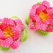 Pair of 2 Flower Hairbows, Bright Pink White Yellow and Green, Flower Hair Clippies, Pigtails, Toddler Hairbows, Girls Hairbows, Hair Clips