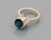 Blue Topaz Fin Ring - Set in Satin Finished Sterling Silver