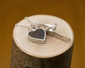 Chainsaw Wooden Heart combo Necklace - Recycled Rosewood and Chainsaw Charm