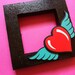 Wood Frame- Self Standing -Hand Painted Frame With Heart and Wings- Black Frame