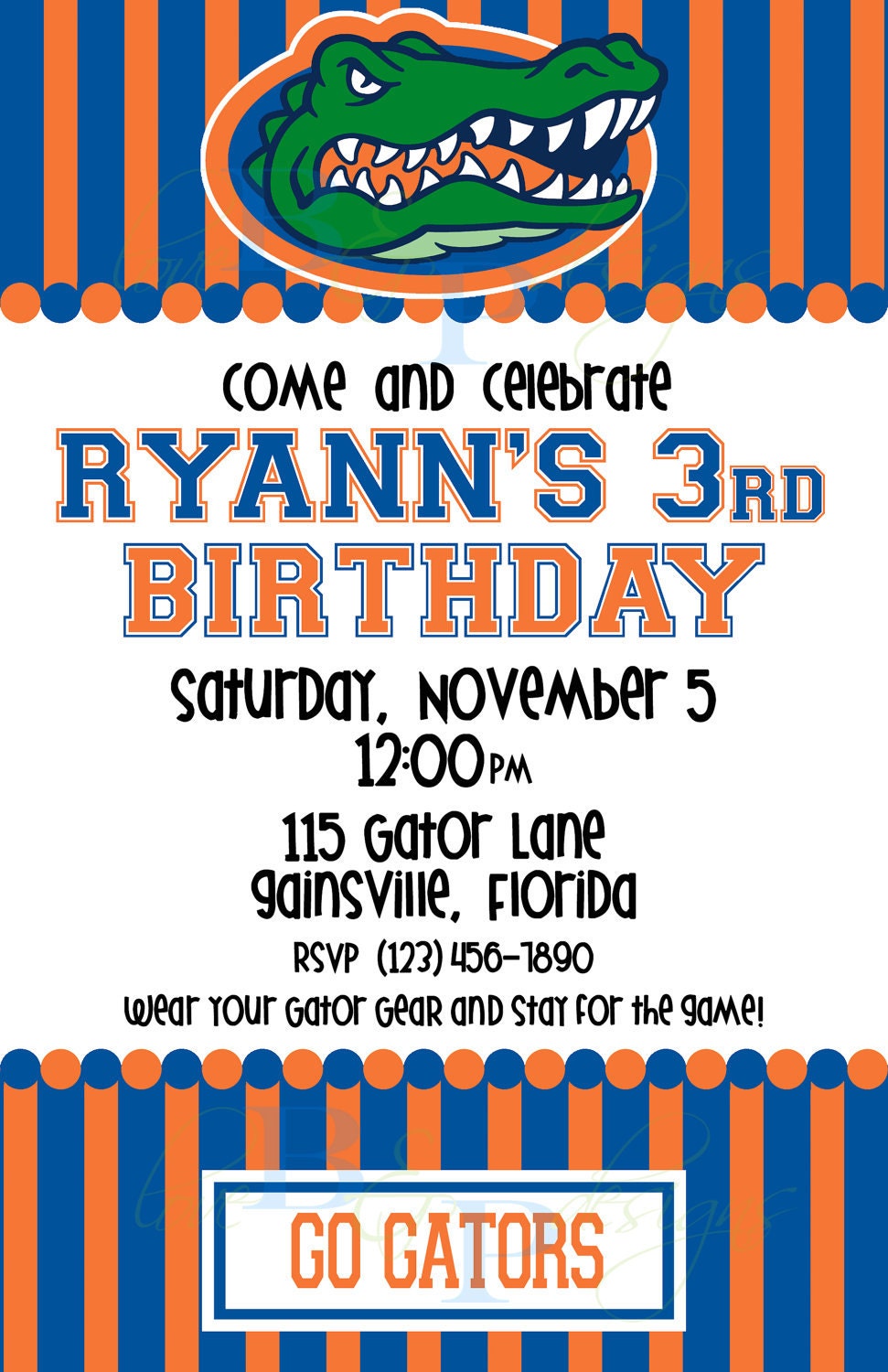 University of Florida (Birthday, Tailgating, No. 1 Fan) - Any Occasion Invitation