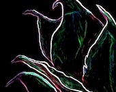 NEON MAGNOLIA, Abstract, Art Print, Oil Painting, Illustration, Photography, Decorating, Red, Blue, Exotic, artBJC Etsy