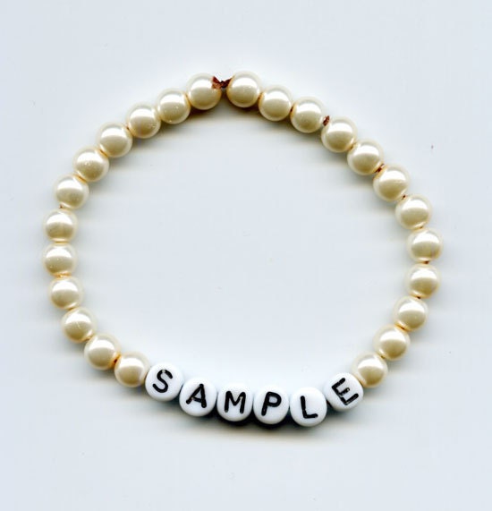 50% Off Sale SALE Custom Name Bracelet Plastic Faux Pearls