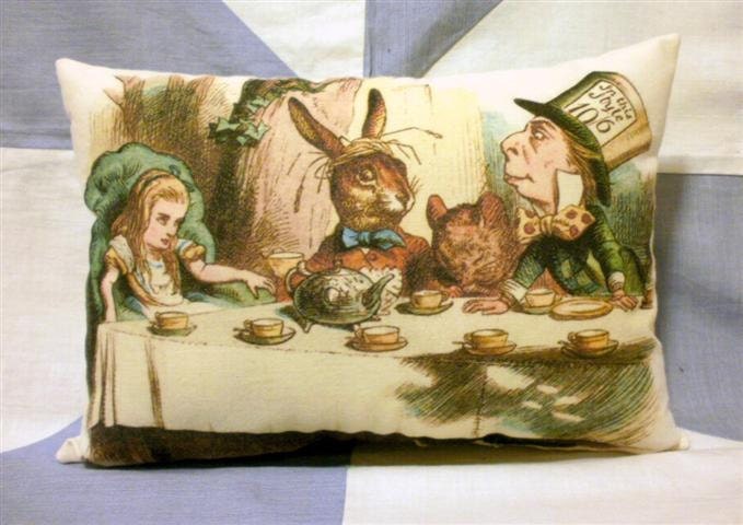 Alice In Wonderland  Mad Hatter's Tea Party  Cushion Pillow Coloured