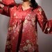 Maxi Dress Boho - Red Japanese Cotton Fabric with Gold Sakura Cherry Blossoms - Long Sleeve Maxi Dress - Women Plus Sizes Clothing