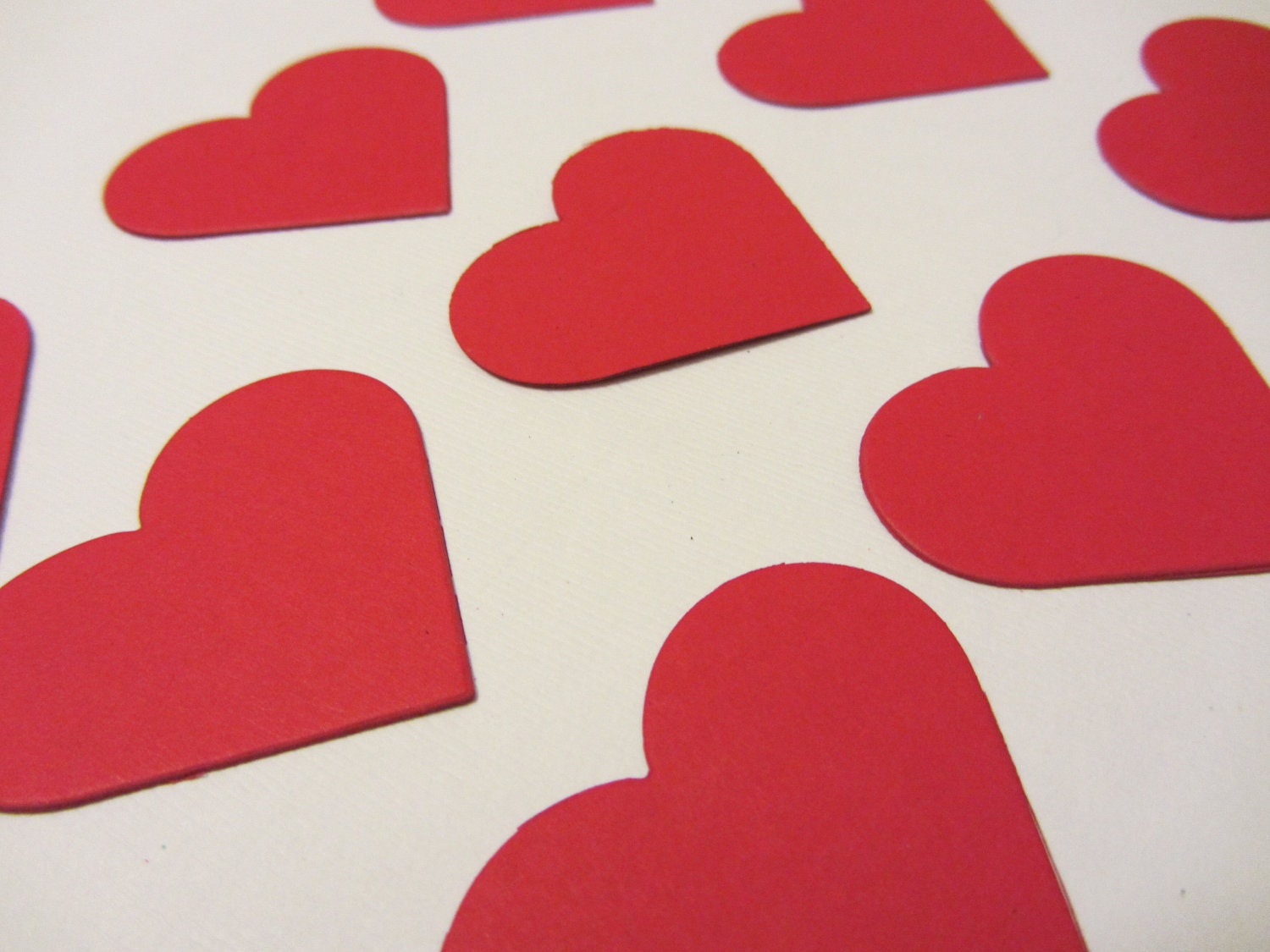 Red Paper Hearts - Confetti, Wedding Party Decorations, Valentine's Decor