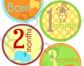 Baby Boy Animal Onesie Month Stickers- PRINTABLE- INSTANT DOWNLOAD