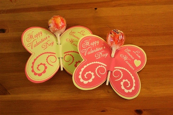 Butterfly Lollipop Personalized Valentines Day By Babybunsdesigns
